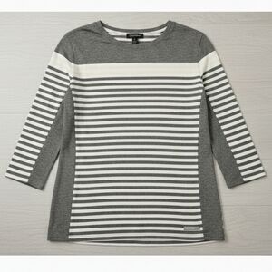 Calvin Klein Performance XL Gray White Blush Striped Long Sleeve Top